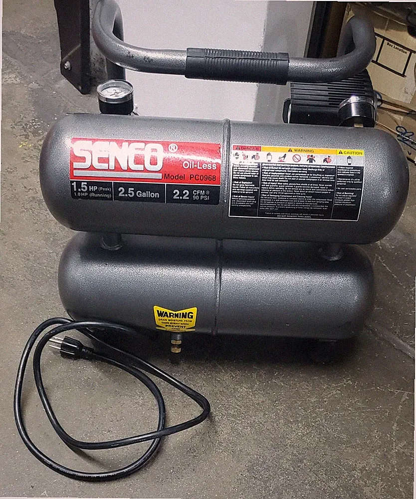 Senco PC0968 135 psi 2.5 Gallon 1.5 HP Twin Stack Air Compressor with Senco gun
