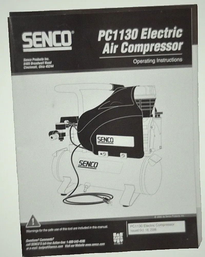 SENCO PC1130 ELECTRIC AIR COMPRESSOR Operating Instructions & Parts Ref. Guide